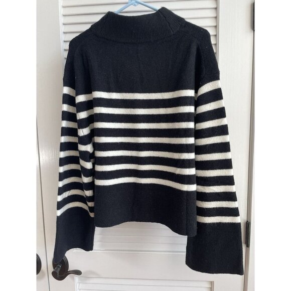 J. Crew Womens Chunky Crewneck Black White Sweater in Supersoft Yarn Size L, NWT - Picture 4 of 9